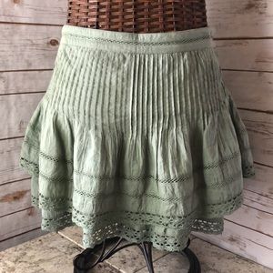 Free People Green Pleated Skirt